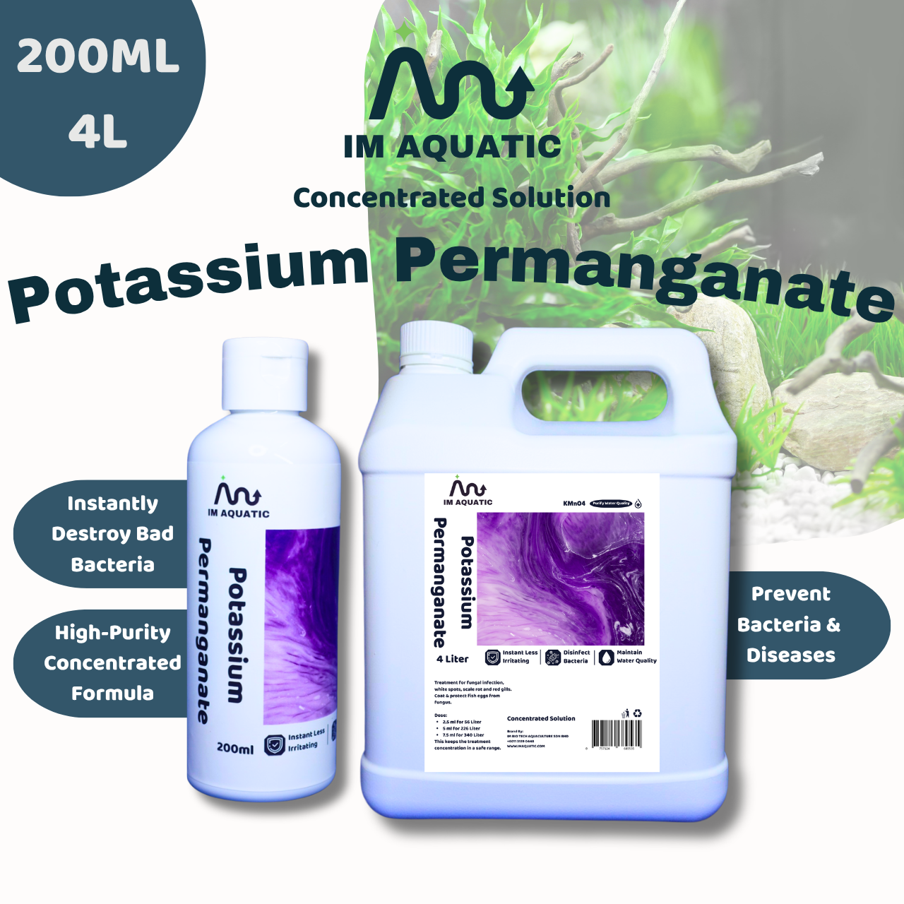 Potassium Permanganate Solution for Fish Fungus White Spot Egg Protection