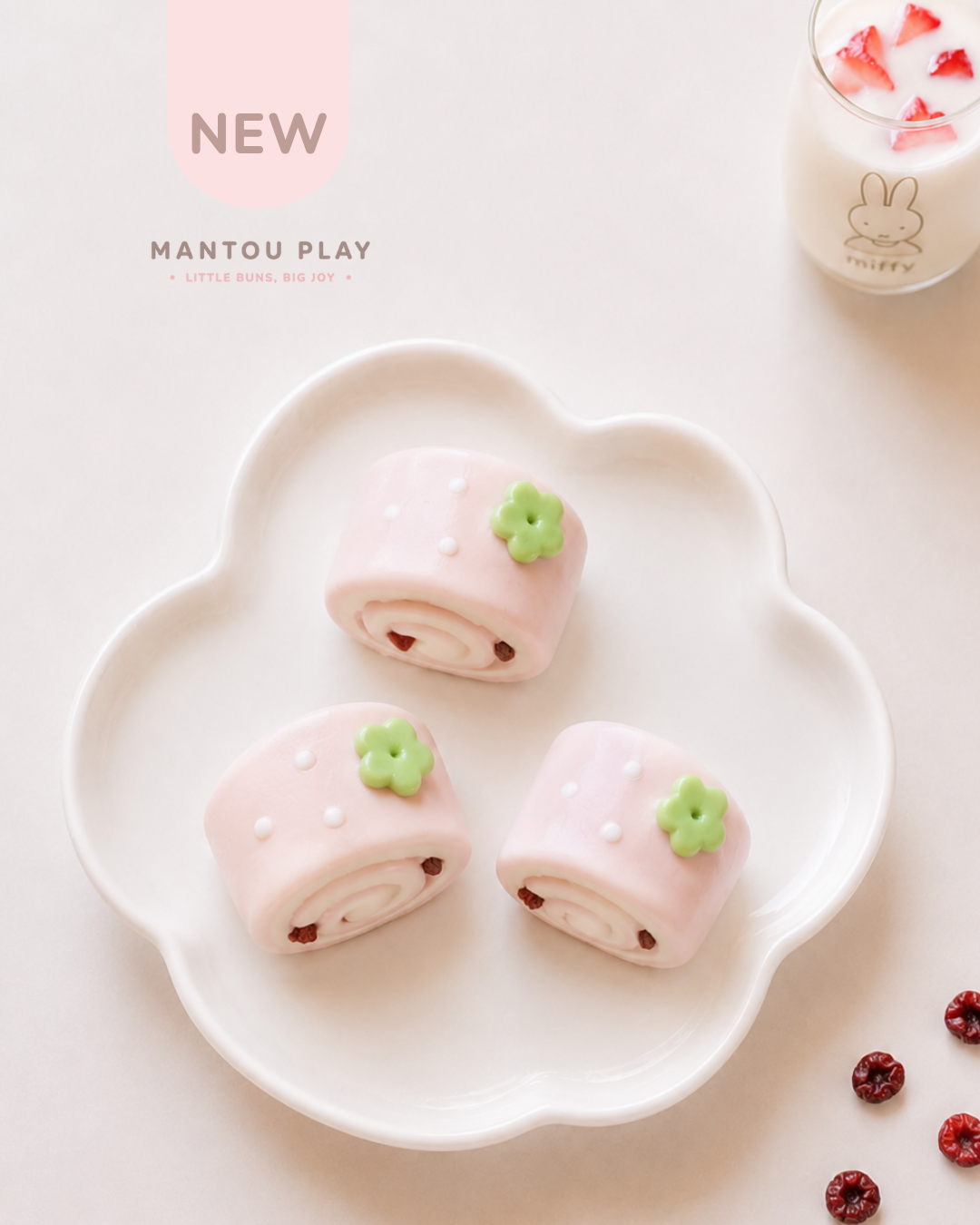Blush Berry Swirl Bun (4pcs)