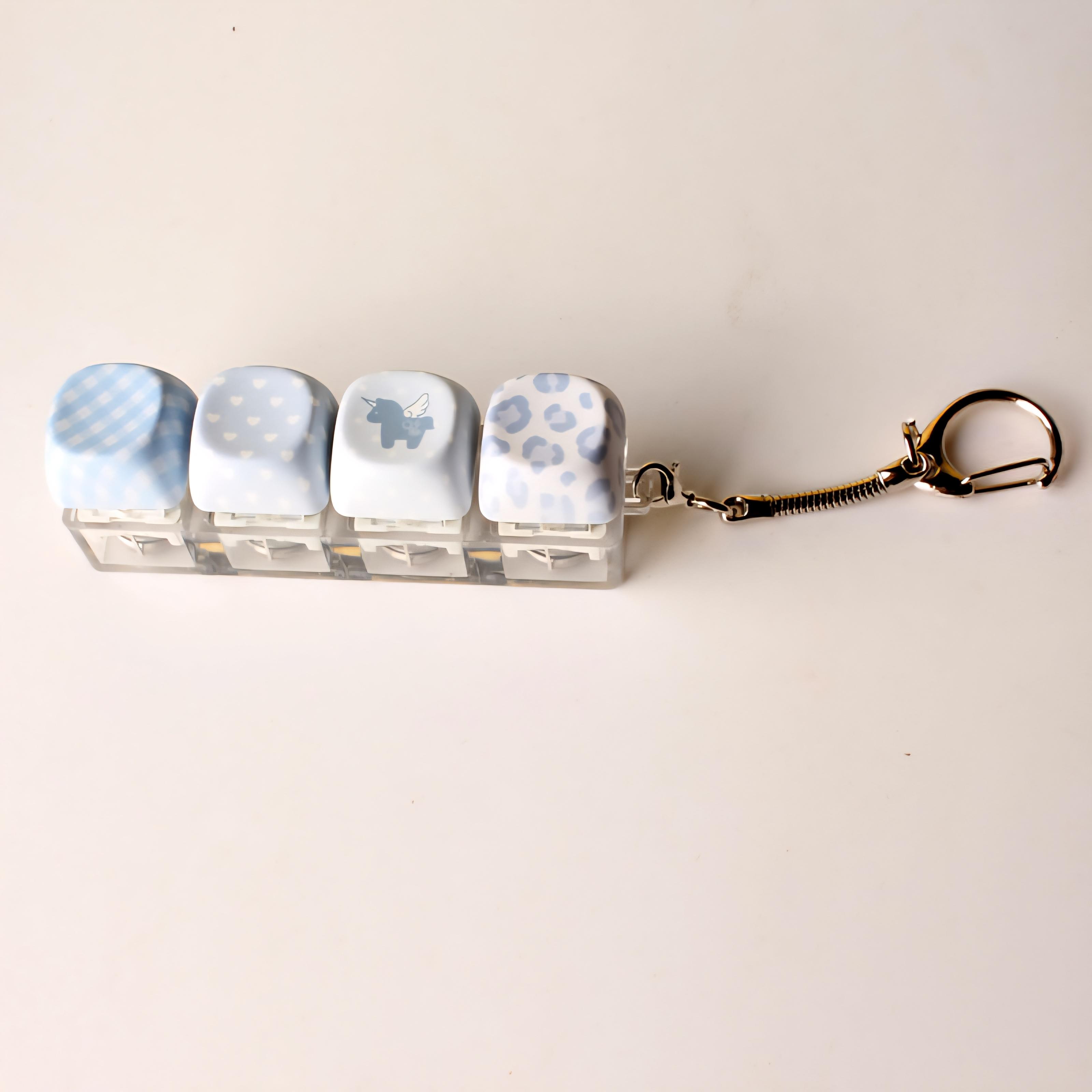 Click It Keyboard Clicker Keychain Fidget In Pastel Polka Dot Distraction Asmr Toy