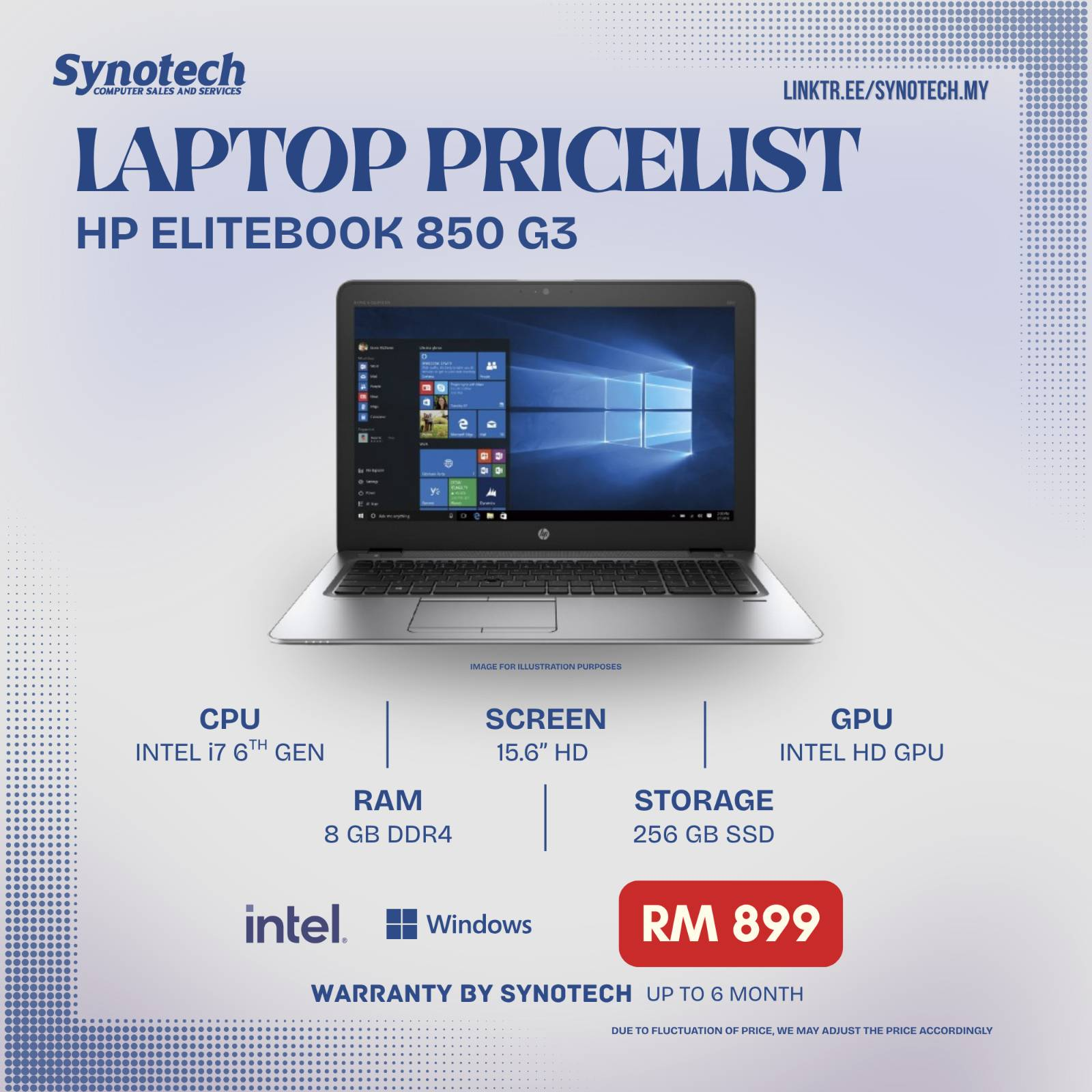 HP ELITEBOOK 850 G3 (USED)