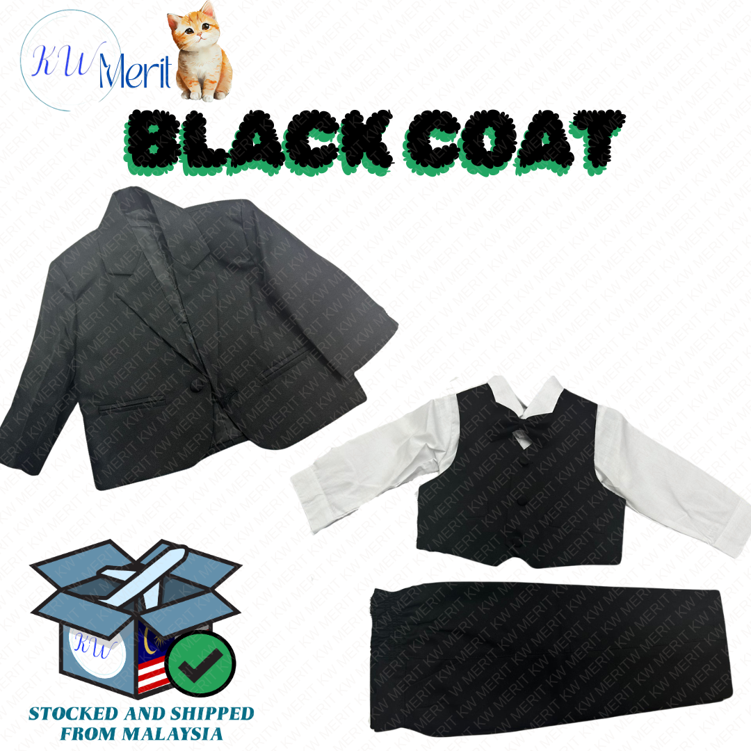 Ready Stock 5pcs Kids & Baby Coat Set Formal Wear Clothes Outfits Wedding Party Birthday Suit [1Y - 4Y]