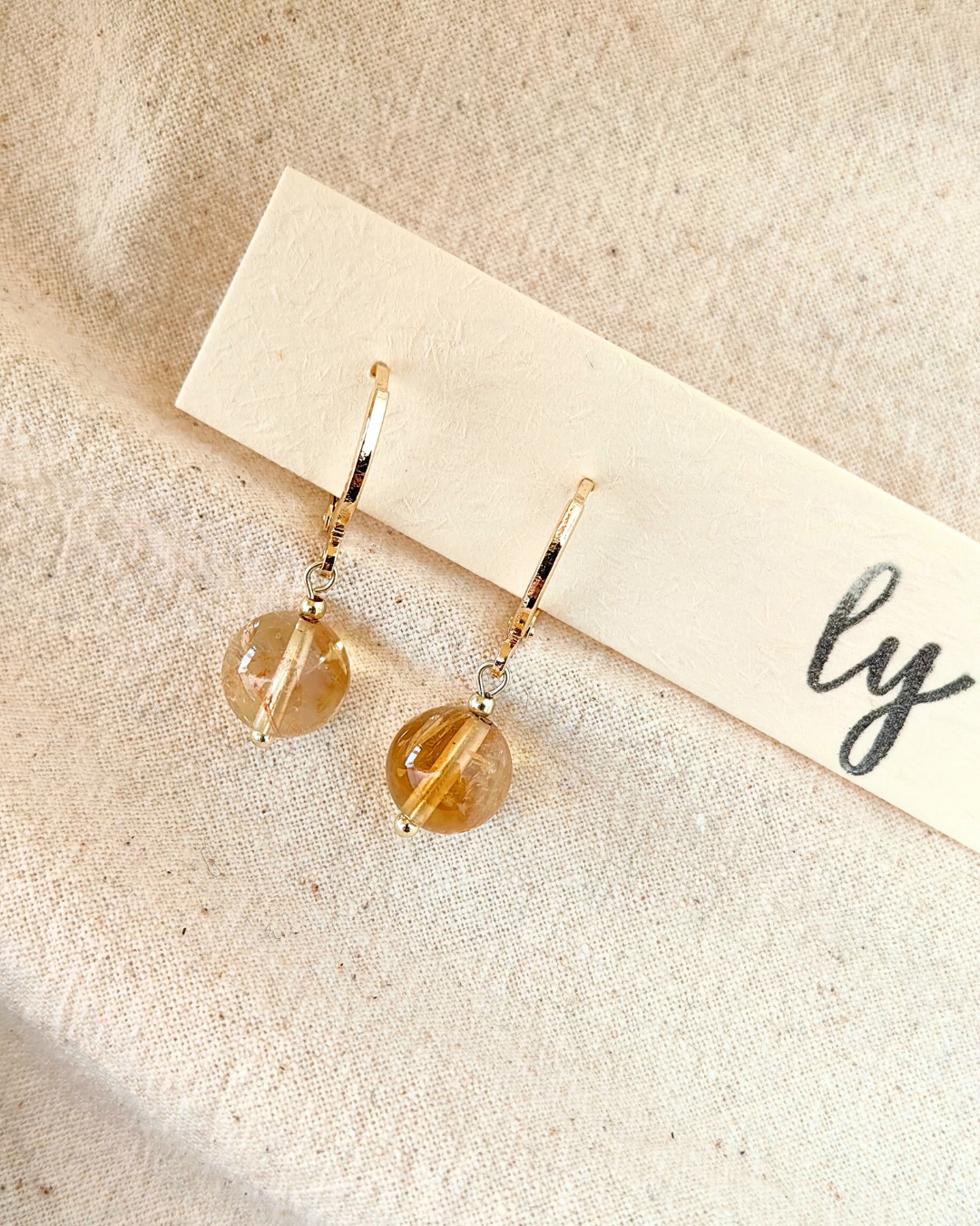 Citrine Drop Earrings · 黄水晶耳坠