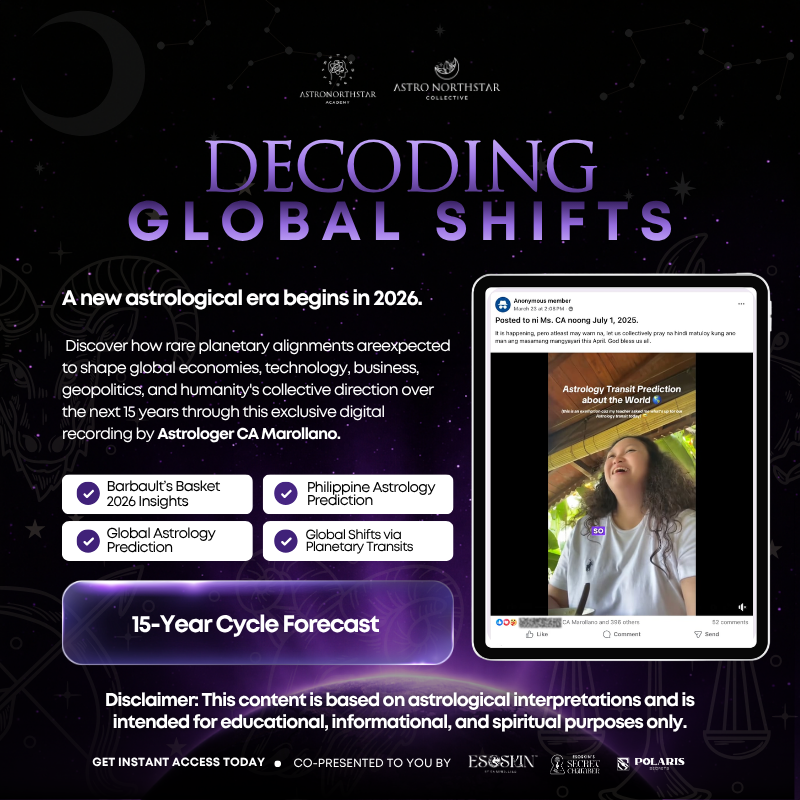 Decoding Global Shifts: Astrologer CA Marollano's 15-year Prediction