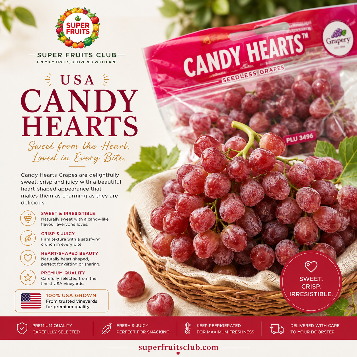 Candy Hearts Red Grapes Seedless
