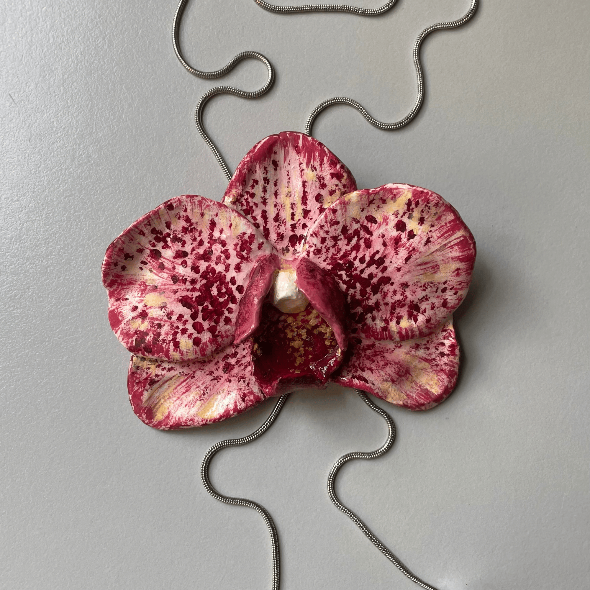 Clay Orchid Necklace