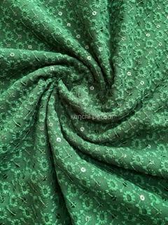 Green Chikankari Georgette Material