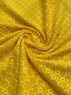 Yellow Chikankari Georgette Material