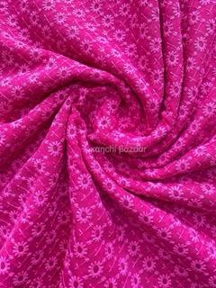 Hot Pink Chikankari Georgette Material