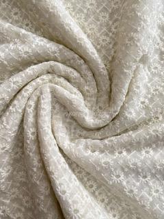 Cream Chikankari Georgette Material
