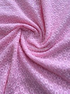 Baby Pink Chikankari Georgette Material