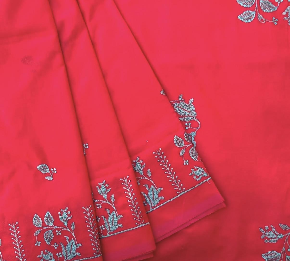 South Cotton Mix Embroidered Saree