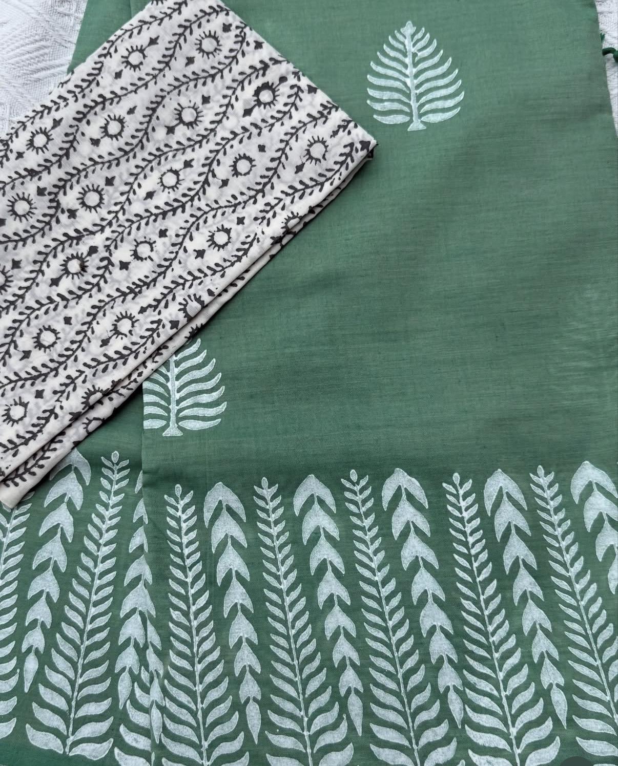 South Cotton Mix Block Printed Saree