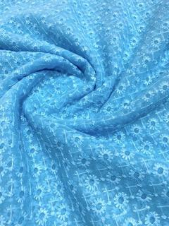 Baby Blue Chikankari Georgette Material