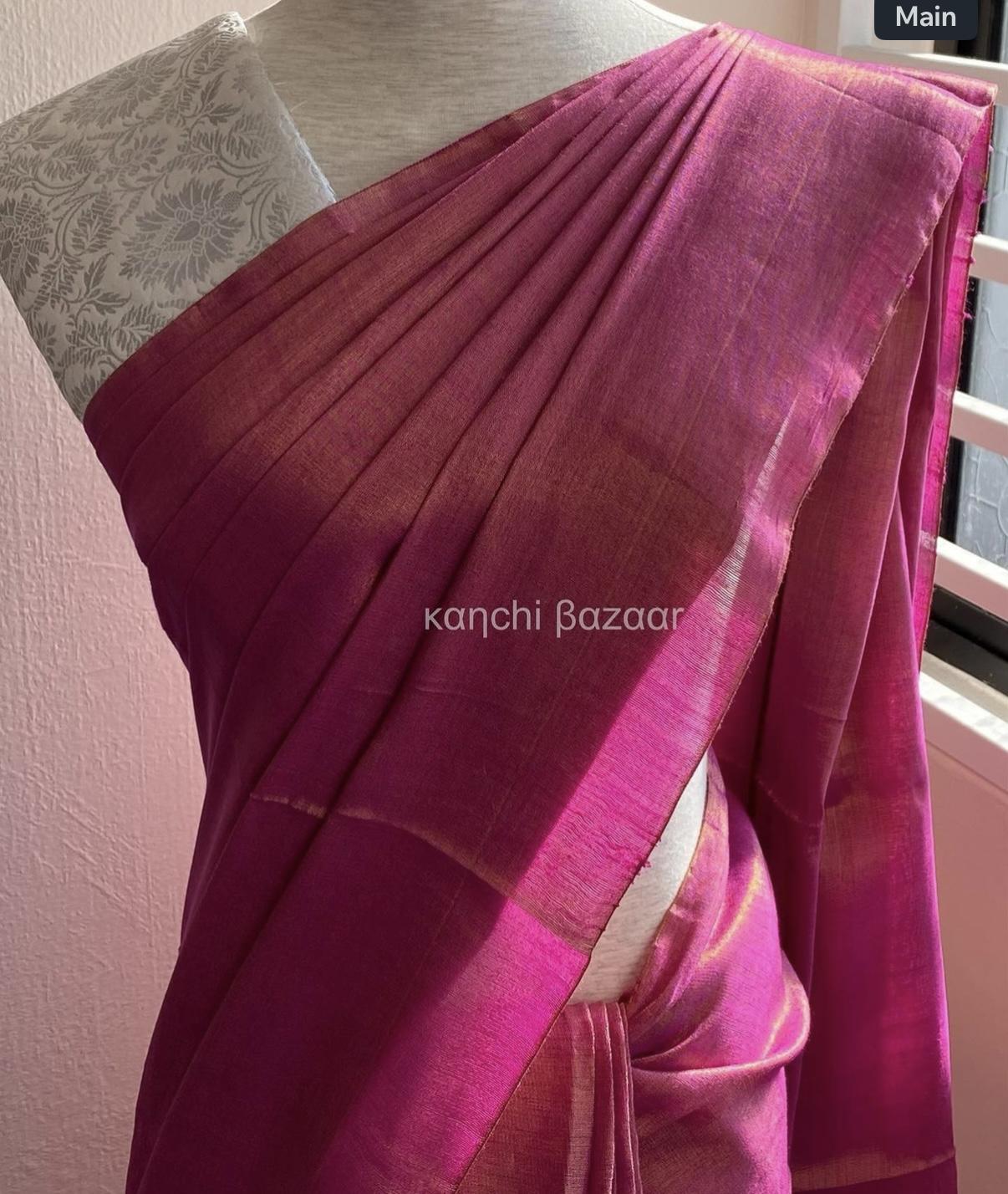Hot Pink Tissue Saree