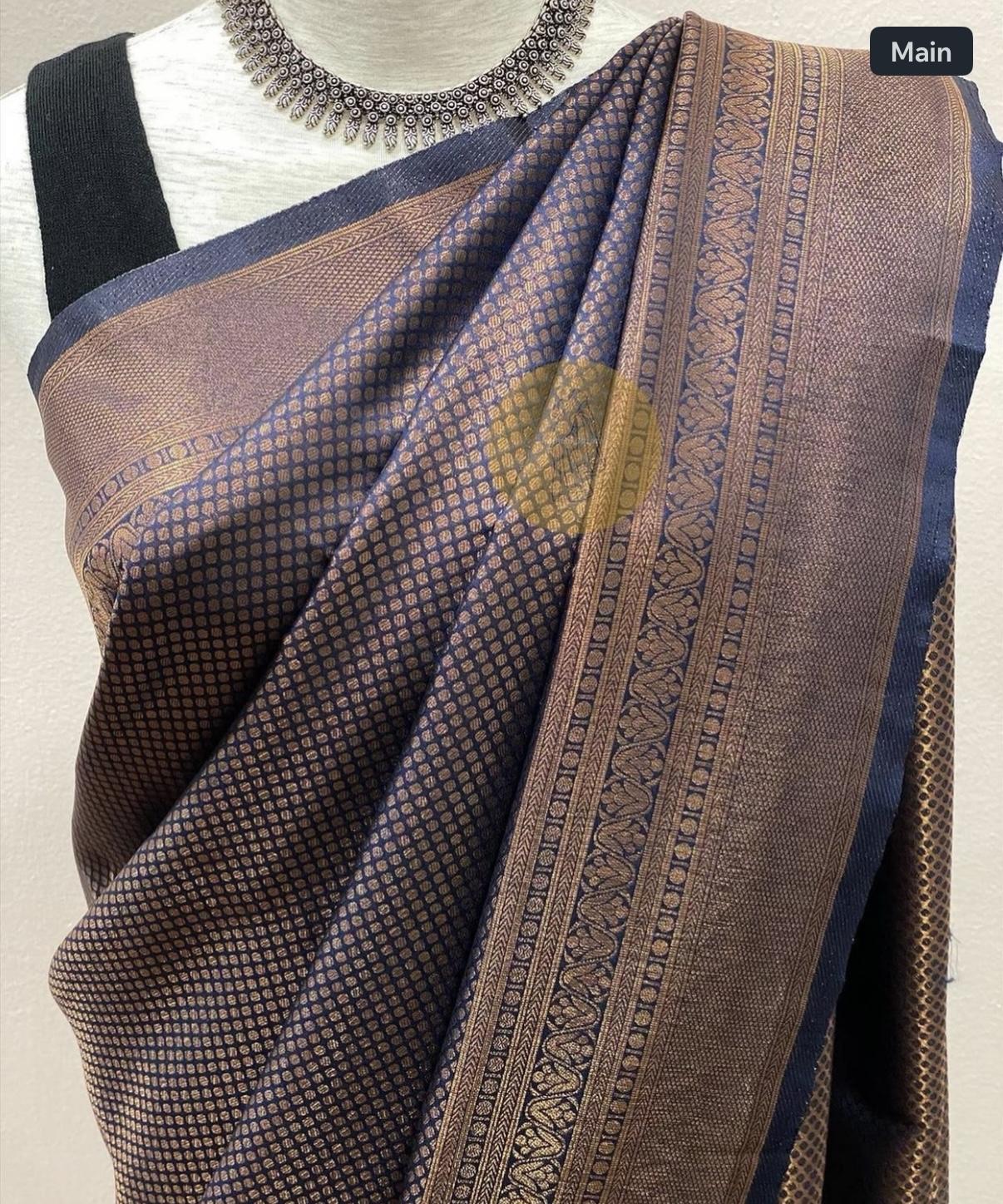 Dark Brown & Turqoise Kubera Pattu
