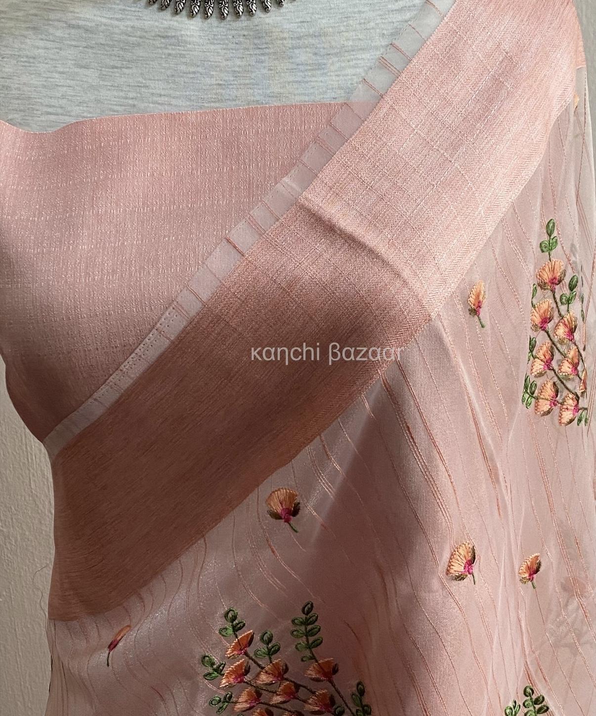 Peach Jute Organza
