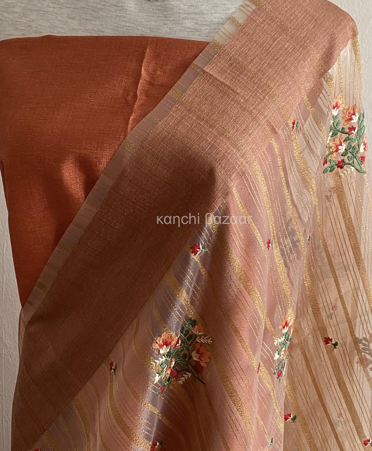 Copper Orange Jute Organza