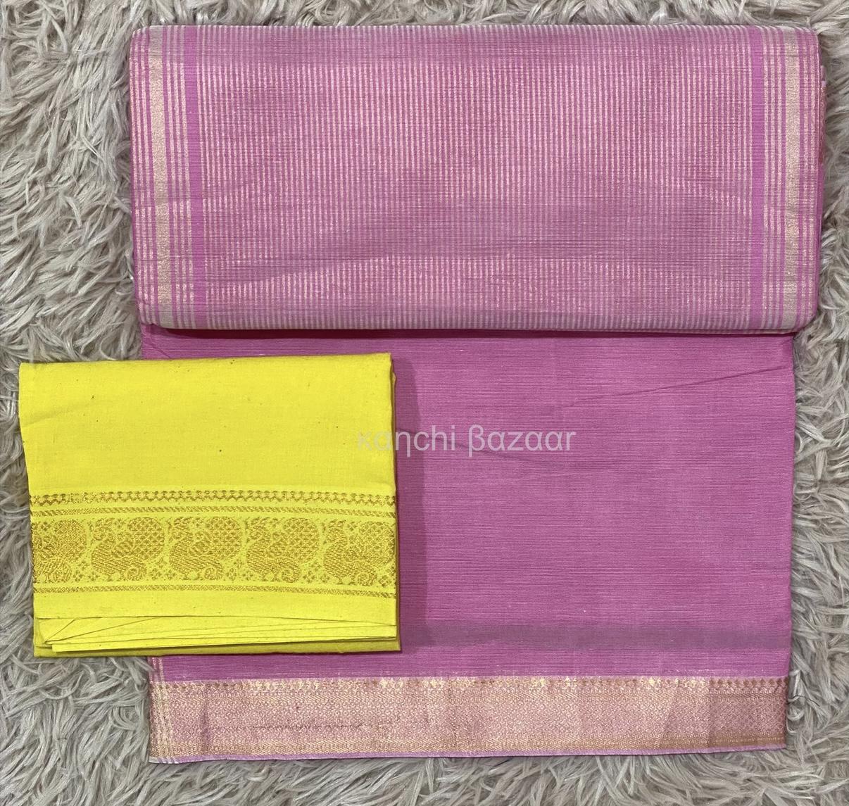 Pink Mangalagiri Nizam Border Cotton