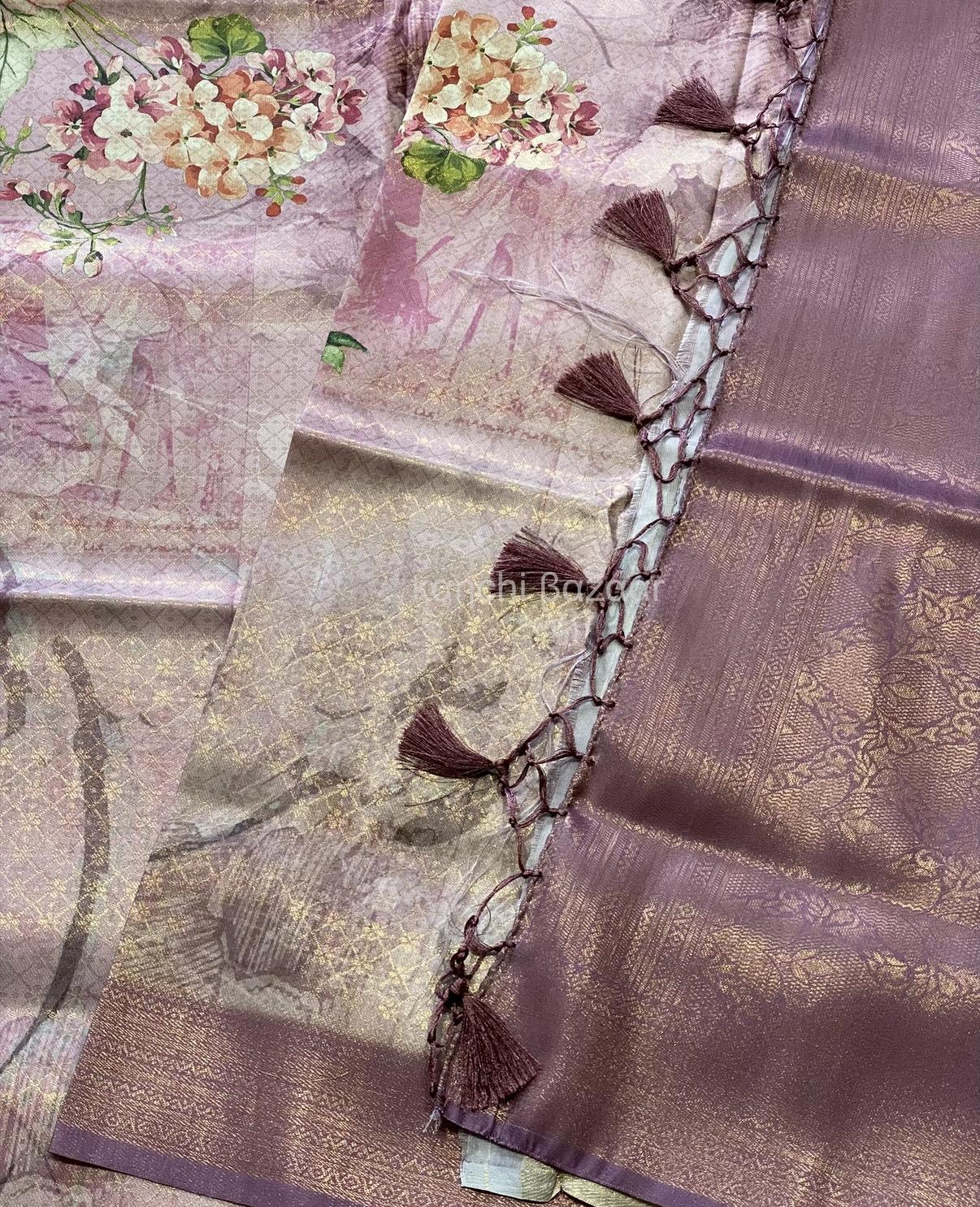 Purple Floral Kubera Pattu