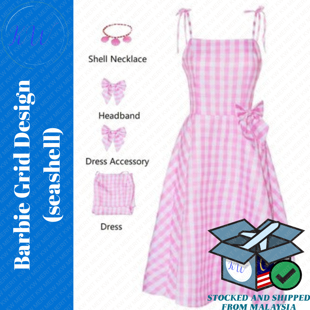 Costume Barbie Grid Design Kids Cosplay Sleeveless