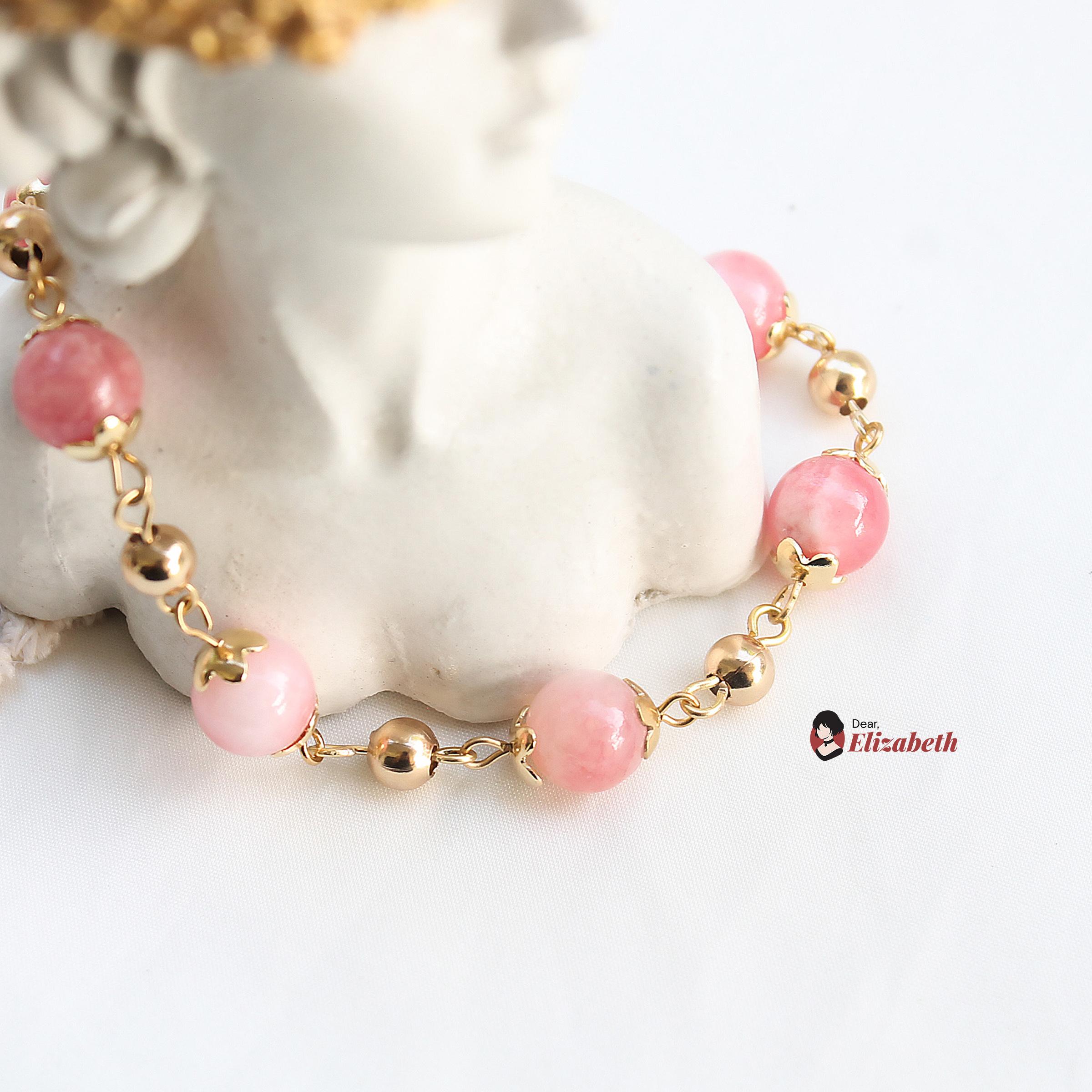 Lady Penelope Pink Jade Regency Chained Bracelet