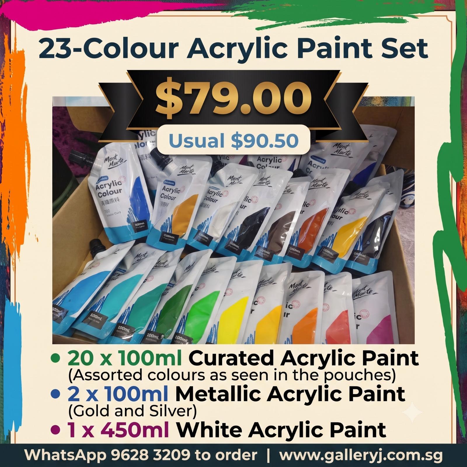 23-colour Acrylic Paint Set by Gallery J