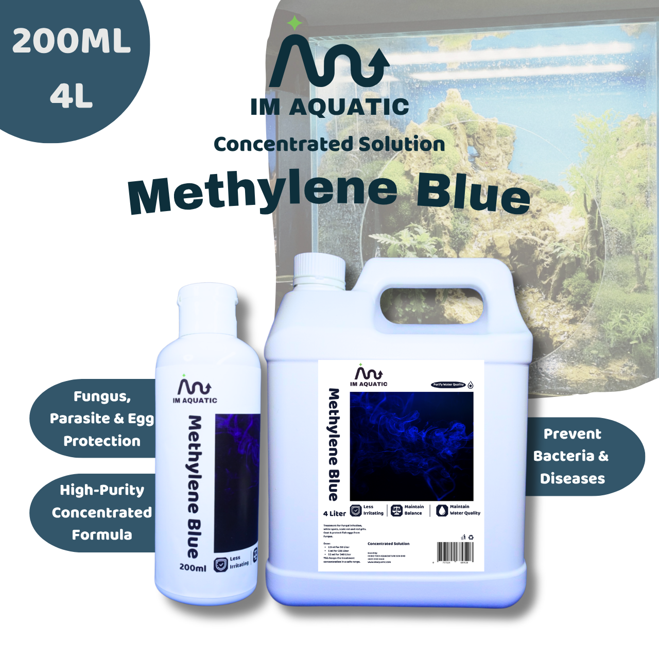 Methylene Blue Concentrated Solution for Fish Anti Fungus Parasite Water Treatment