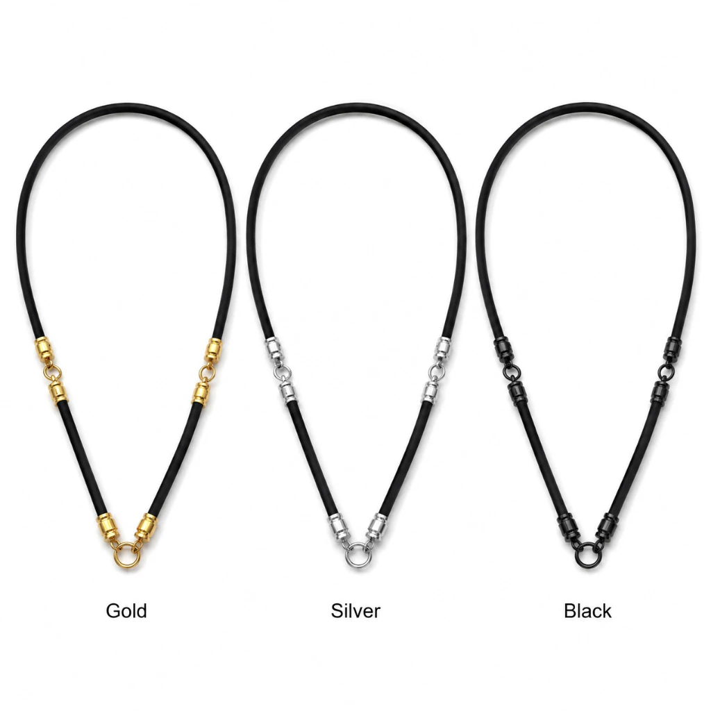 Thai Amulet Silicone Necklace 65cm 5mm | Stainless Steel 1 Hook / 3 Hooks