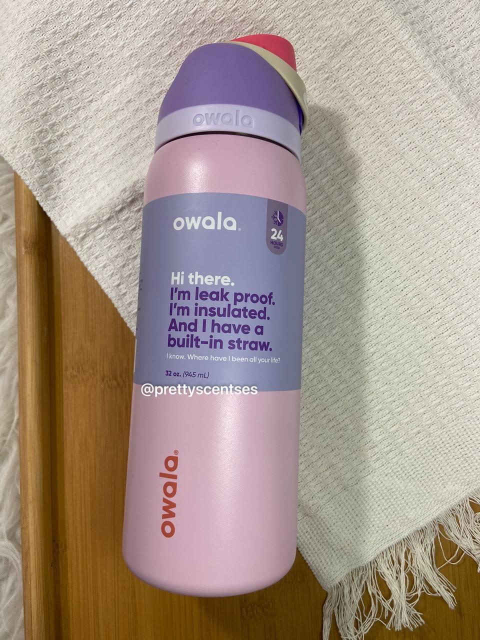 OWALA FreeSip Stainless Steel Water Bottle 32oz in Blossom Bunny