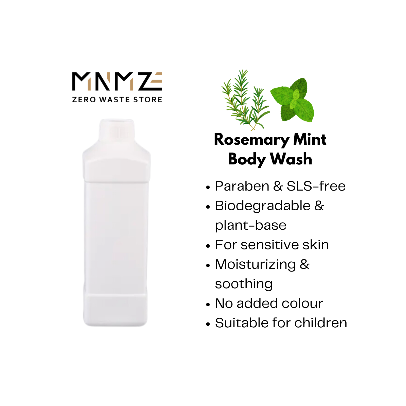 Rosemary Mint Body Wash (SLS & Paraben FREE) 1 Litre