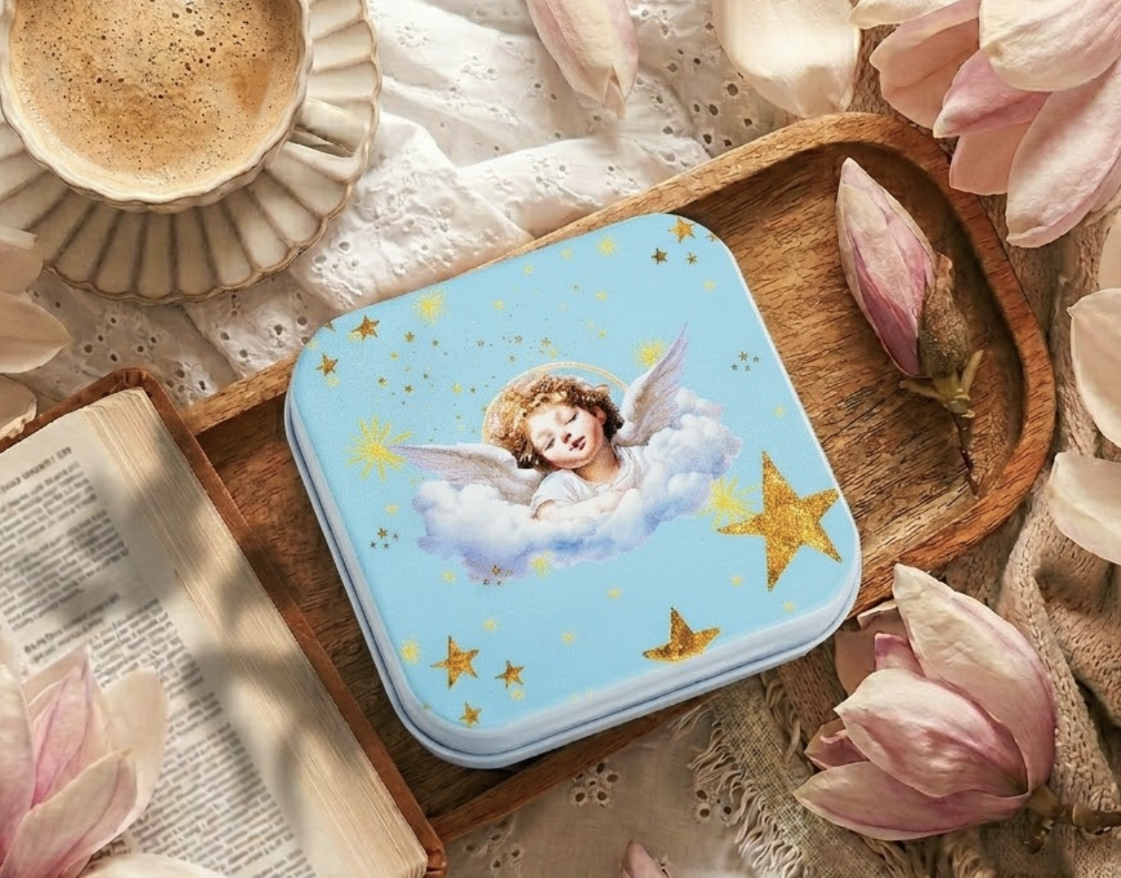Guardian Angel Metal Keepsake & Rosary Case