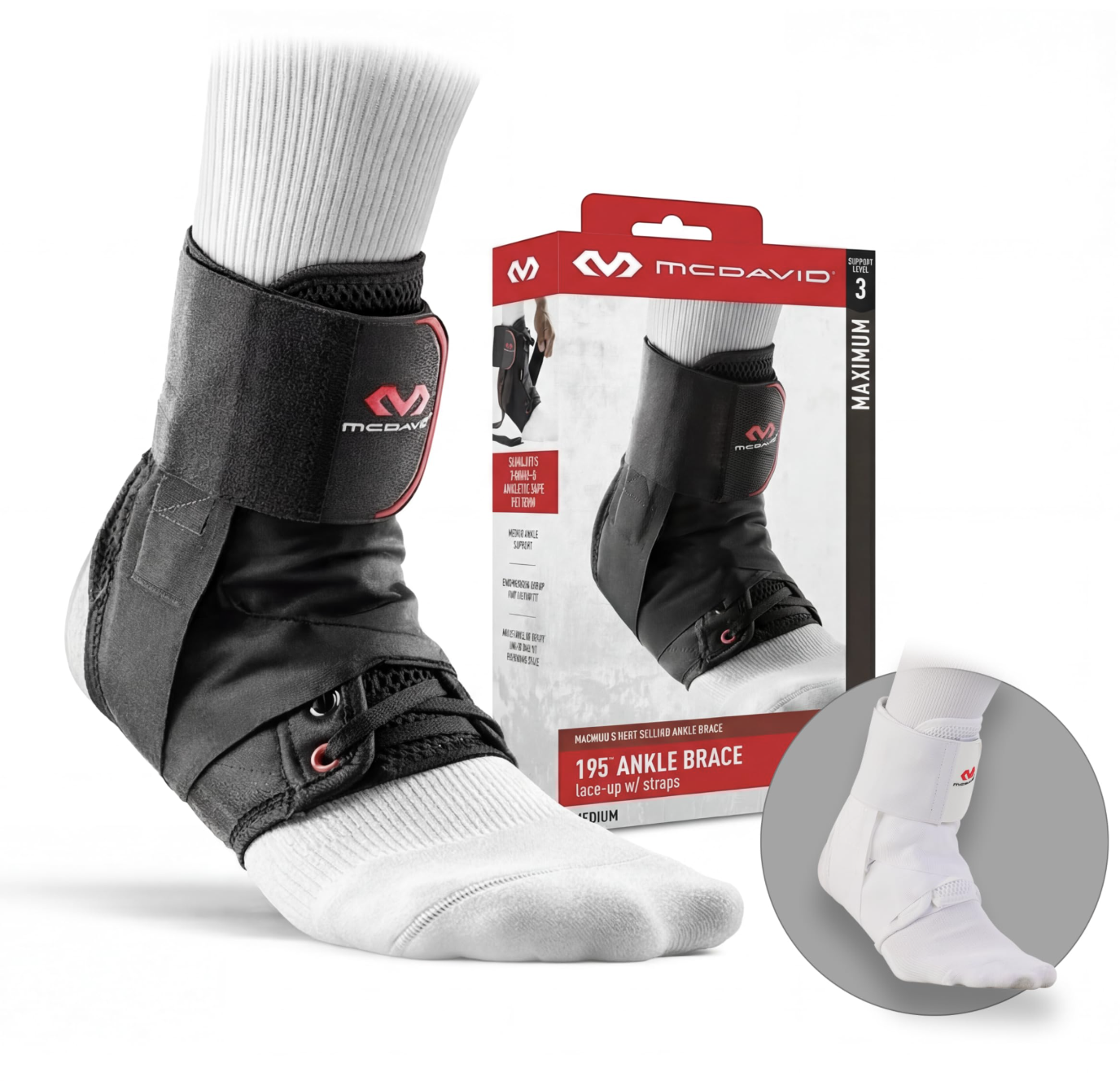 Ankle Brace w Strap - Black