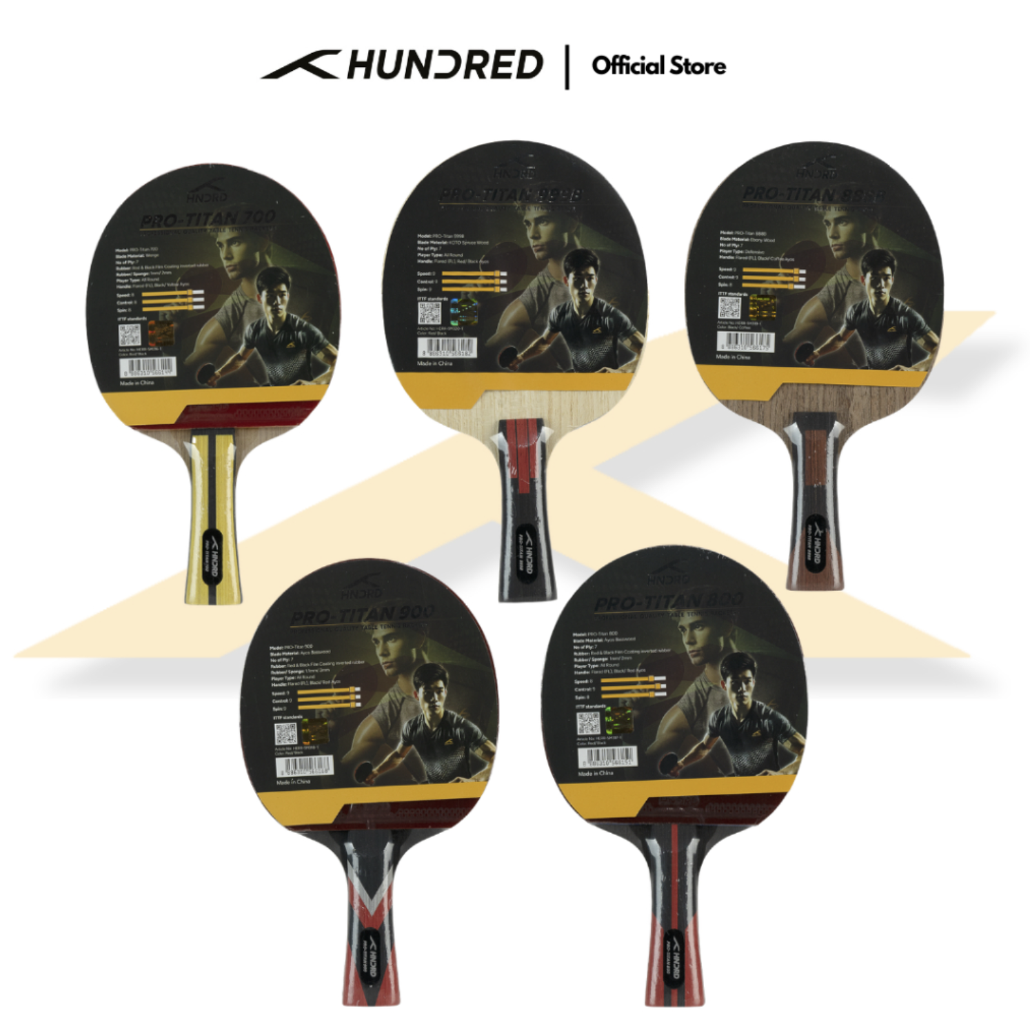 Table Tennis Paddle - Pro Titan 900 (Red/Black/Silver)