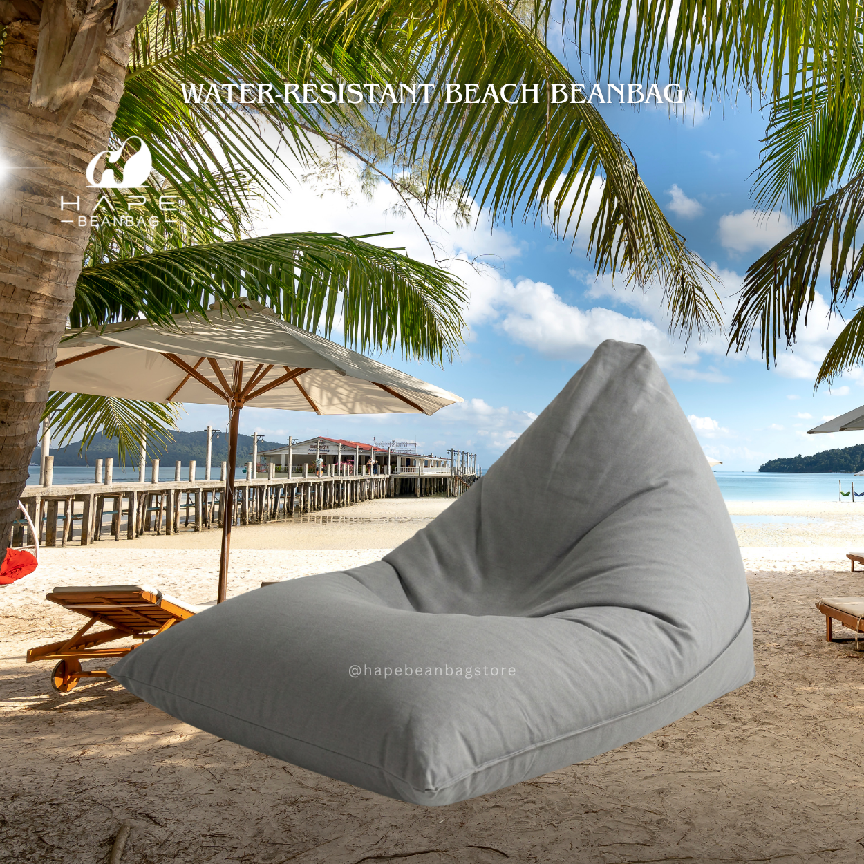 Water-Resistant Beach Beanbag with Filling