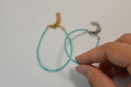 Amazonite Dainty Bracelet | Natural Crystal with Stainless Steel | Hypoallergenic, Waterproof and Anti-Tarnish - image 1