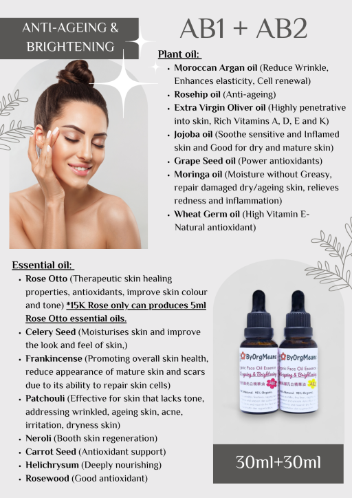 ByOrgMeans Organic Face Serum - Anti-Ageing & Brightening AB1+AB2 30ml+30ml - image 3