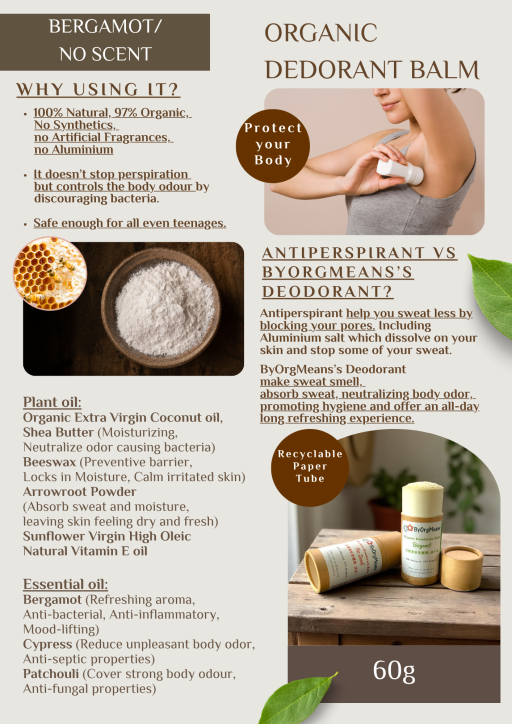 ByOrgMeans Organic Deodorant Balm 60g (Bergamot) - image 3