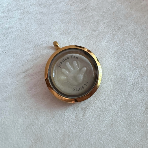 Keepsake Locket | Handprint | Breast Milk + Name + D.O.B - image 1