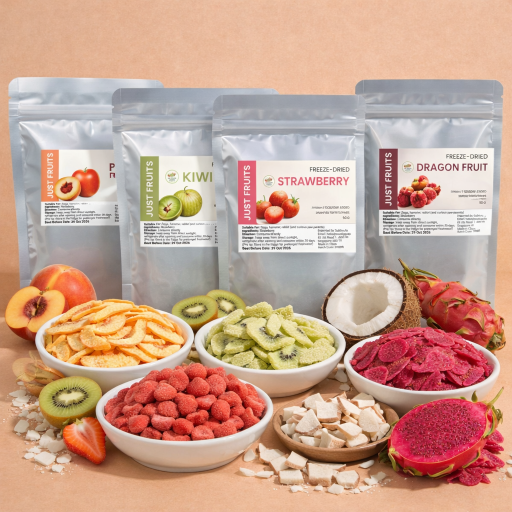[Just Fruit] Freeze Dried Grand 5 Fruit Collection (Strawberry, dragon fruit, peach, kiwi, coconut) - image 1