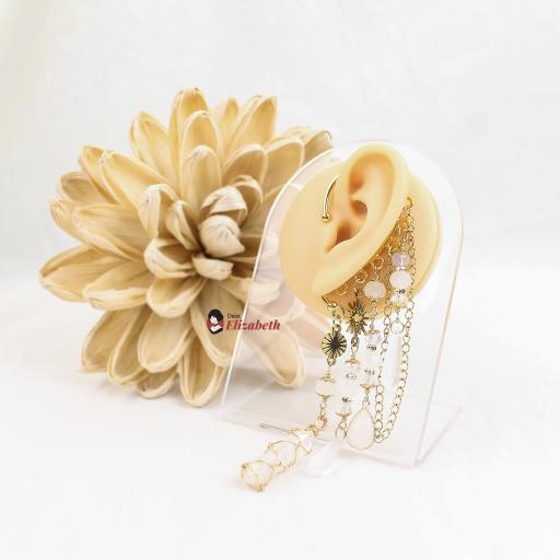 Aneira Mystica White Quartz Fantasy Ear Hook Cuffs - image 3