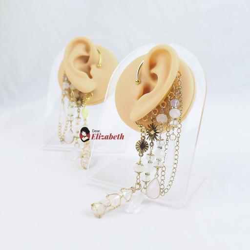 Aneira Mystica White Quartz Fantasy Ear Hook Cuffs - image 2