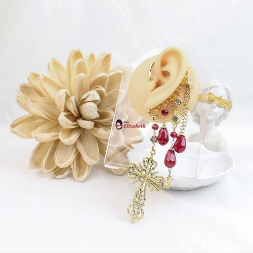 Briana Le Croix Baroque Cross Fantasy Ear Hook Cuffs - image 3