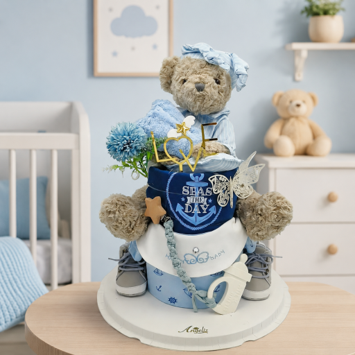 Angeliz Sweet Dream Angel Premium Bear Baby Hamper 13 pcs - Blue - image 1