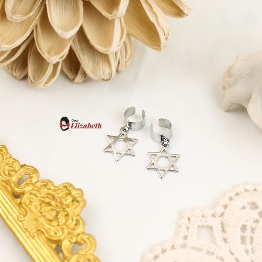 David Crescent Star Ear Cuffs - image 1