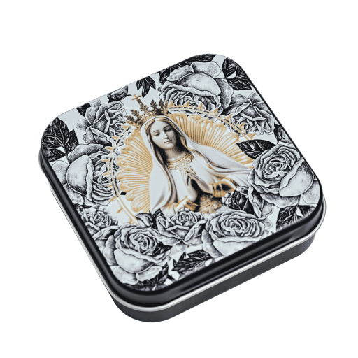 Mother Mary Black Rose Metal Keepsake & Rosary Case - image 2