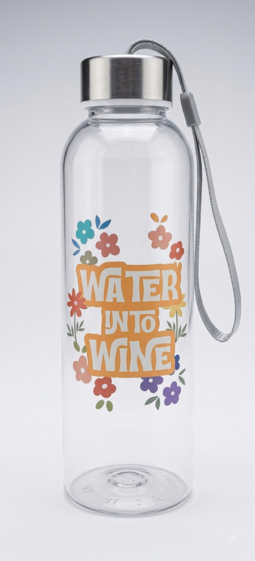 "Water Into Wine" Floral Clear Water Bottle - image 2