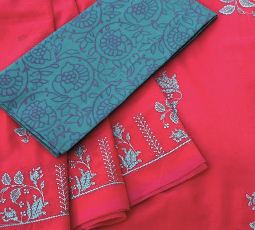 South Cotton Mix Embroidered Saree - image 2