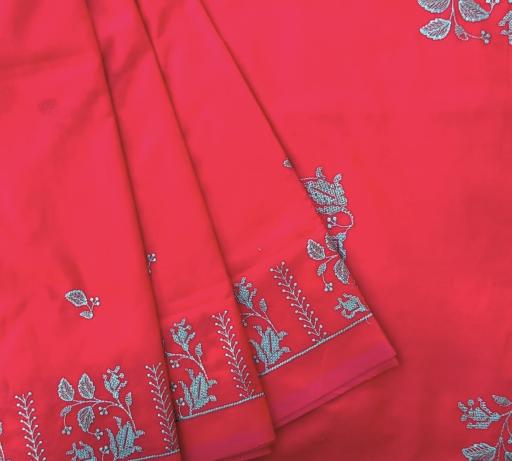 South Cotton Mix Embroidered Saree - image 1