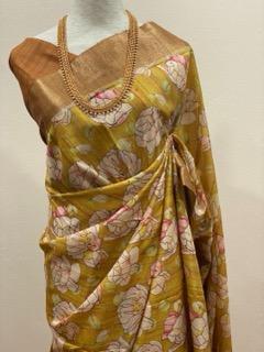 Yellow Semi Tussar (Floral) - image 1