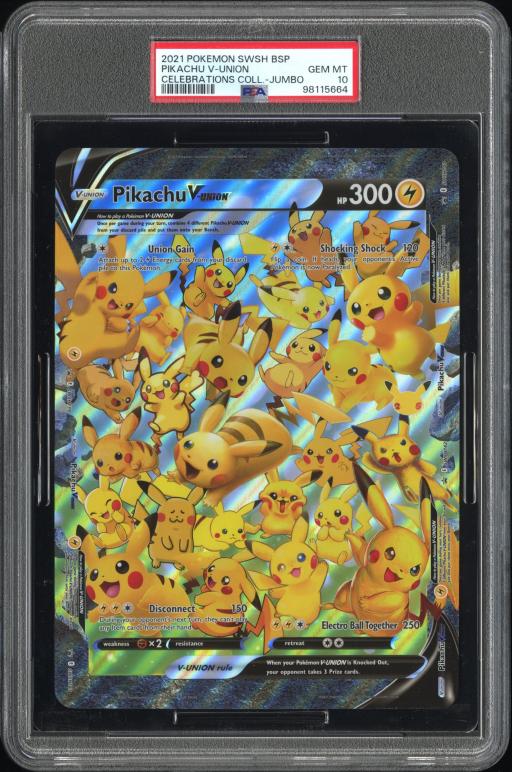 2021 POKEMON BLACK STAR PROMO PIKACHU V-UNION CELEBRATIONS COLLECTION SWSH142 JUMBO PSA 10 - image 2